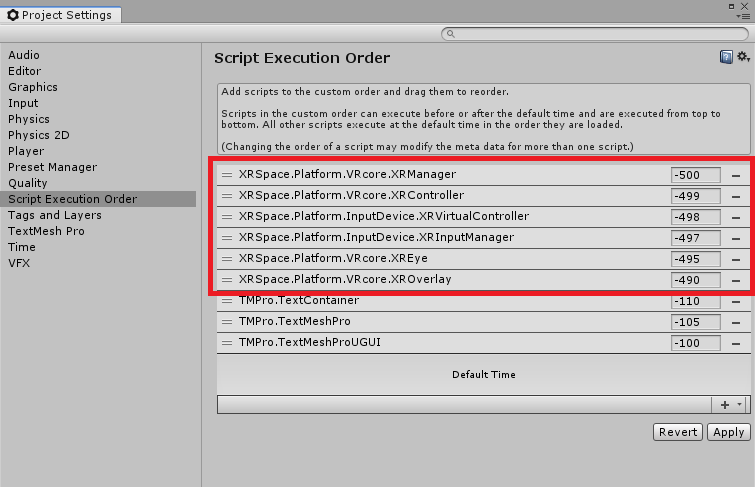 Unity Script Execution Order Settings — XRSPACE Developer Console 1.0.0 ...